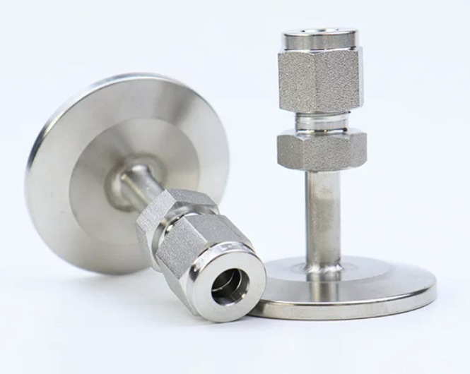 KF Flange to double ferrule compression Swagelok type fittings