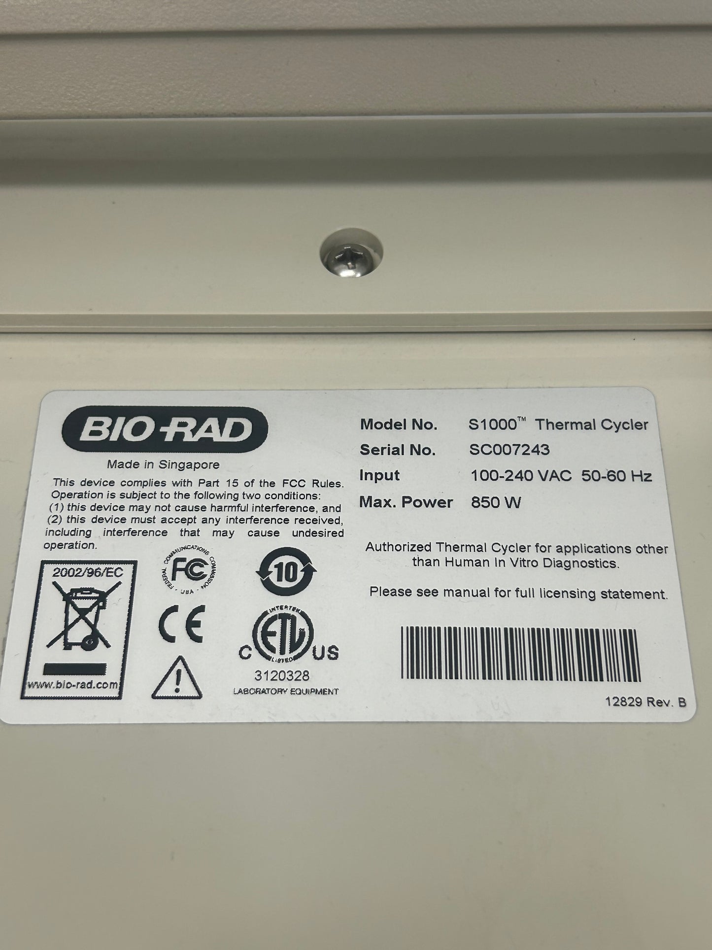 Bio-Rad S1000 Thermal Cycler w/ 96W FAST Reaction Module