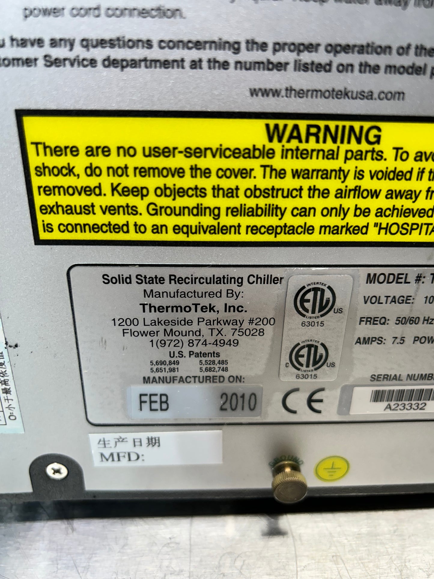 Thermotek Solid State Recirculating Chiller T255P DOM2010