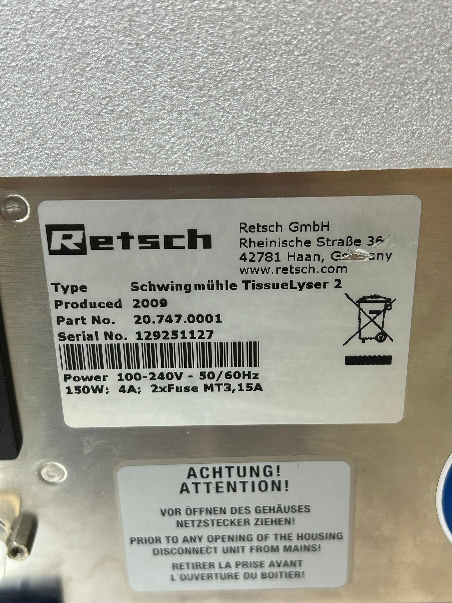 Retsch Qiagen Tissuelyser II Sample Disruptor MM400 DOM2009