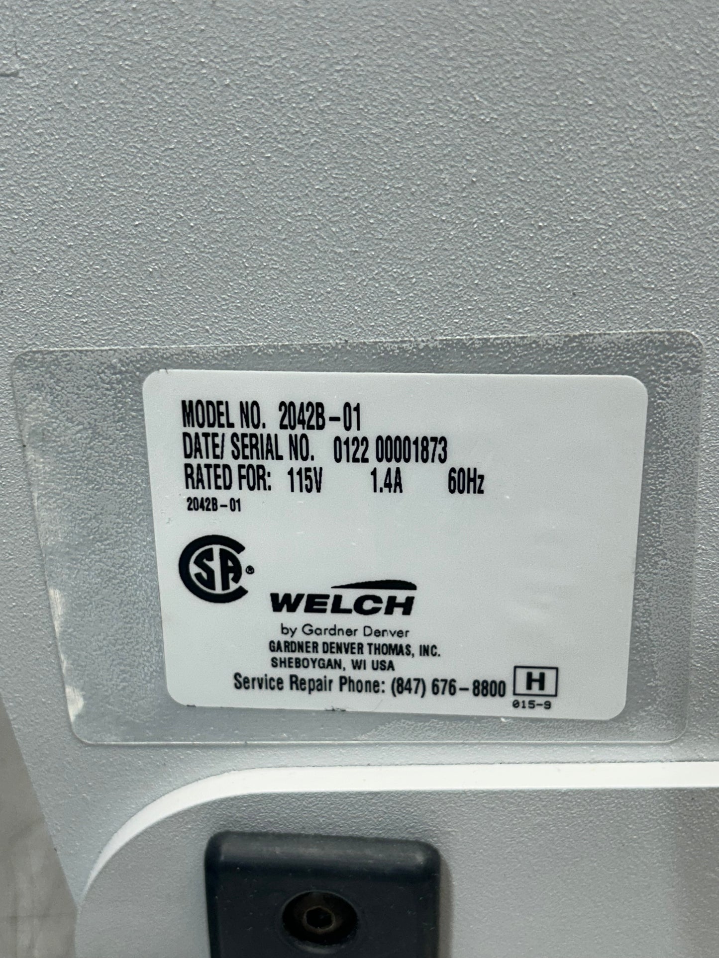 Welch Dryfast 2042 Diaphragm Pump unit 2