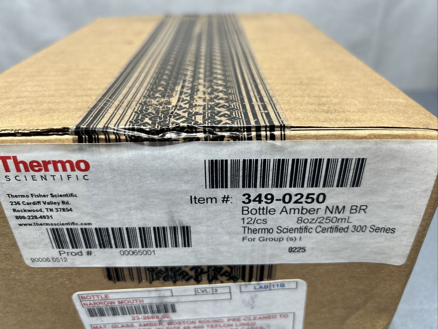 I-Chem Round Narrow-Mouth Amber Glass Bottles with Closure 250 ml 12/case