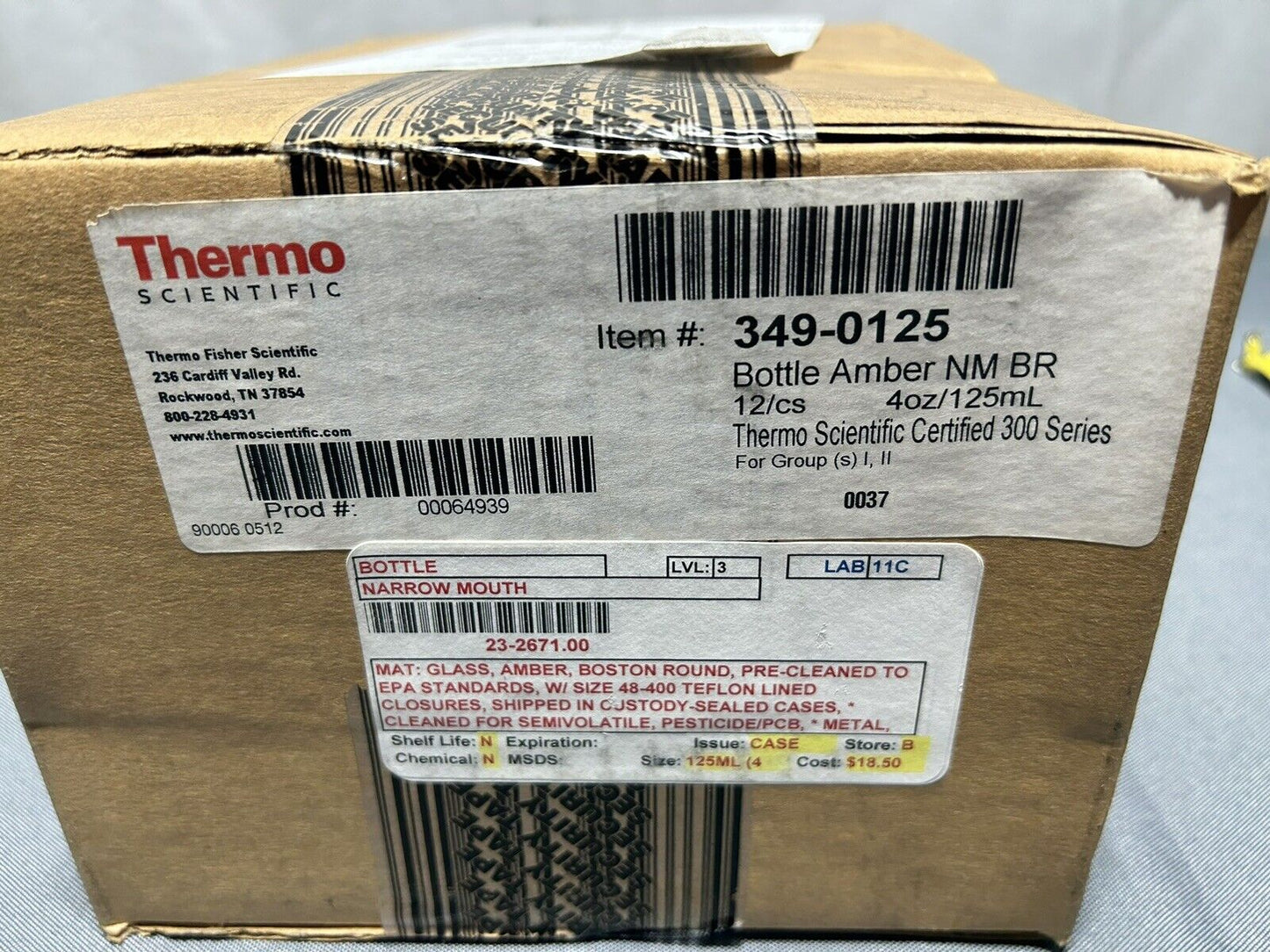 I-Chem Round Narrow-Mouth Amber Glass Bottles with Closure 125 ml 12/case