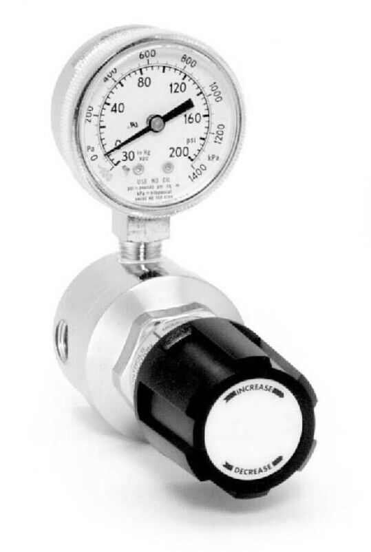 Restek 21666 Chrome-Plated Brass Line Gas Regulator & Gauge One Stage 0-50 PSIG