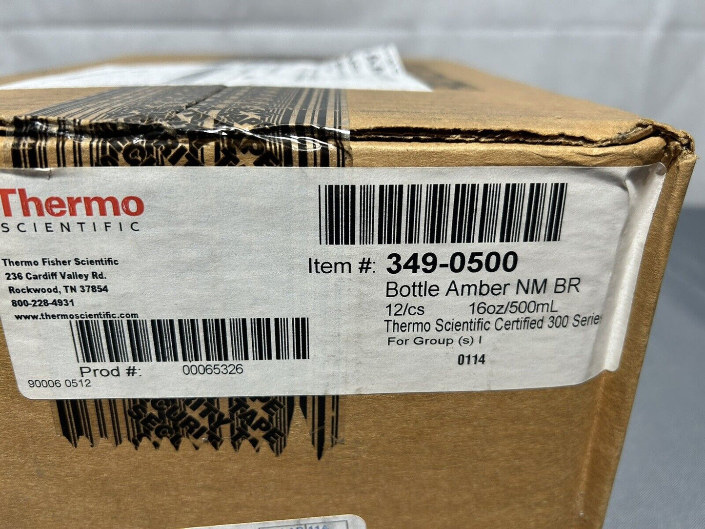 I-Chem Round Narrow-Mouth Amber Glass Bottles with Closure 500 ml 12/case