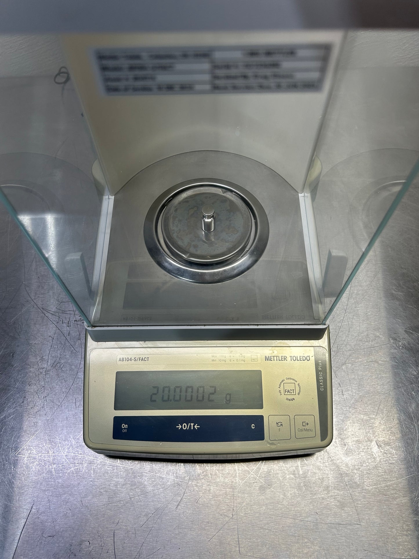 Mettler Toledo AB104-S/FACT Analytical Balance 0.1mg Readability