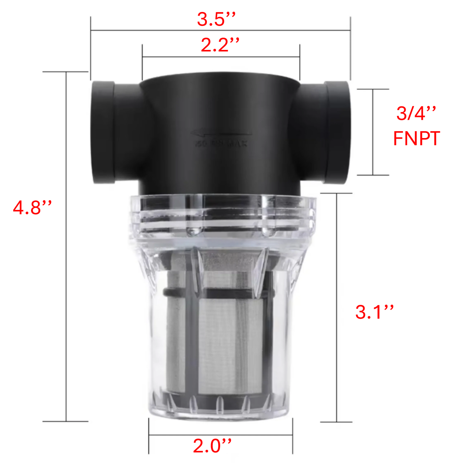 In-Line Strainer with 40 Mesh SS304 Filter Screen Female NPT connection