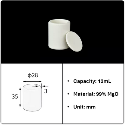 Magnesium Oxide Cylindrical Crucible 99% MgO