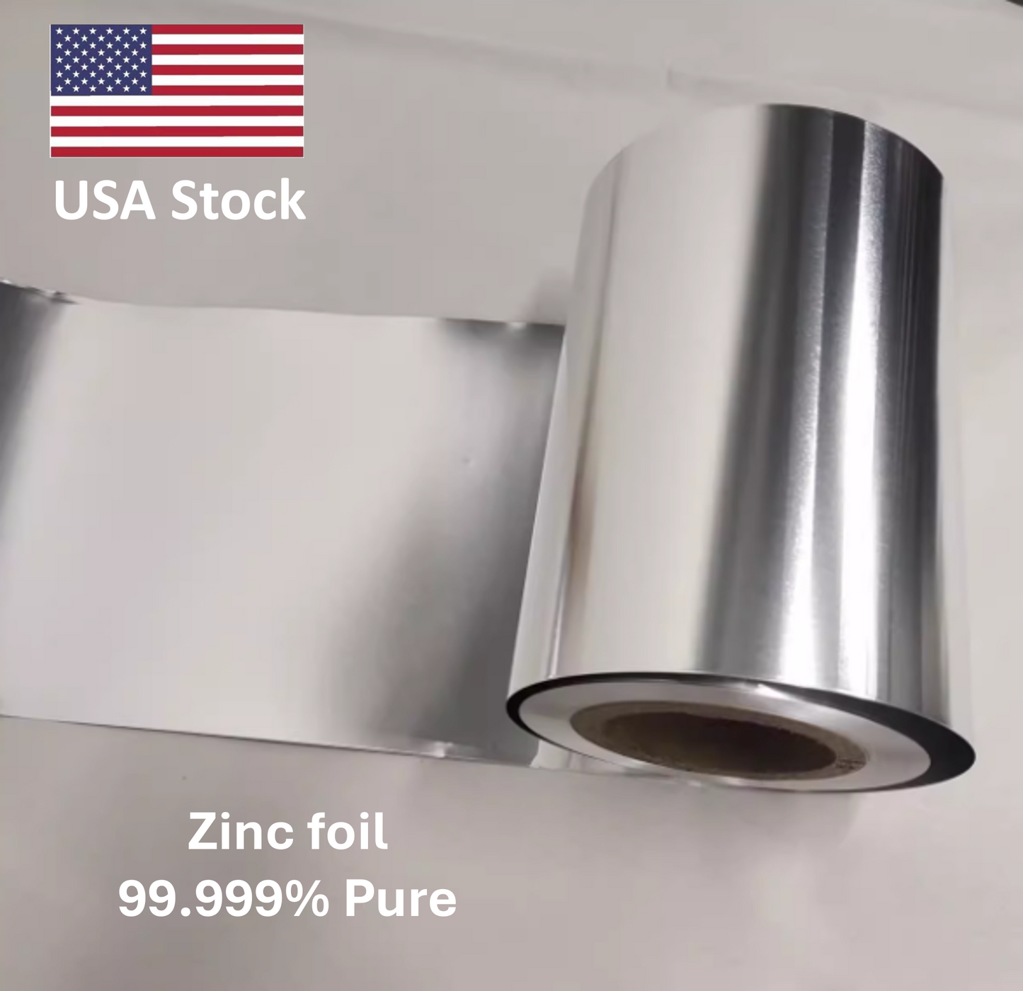 High Purity Zinc Foil Zn Research Grade 99.999% Pure 1000mm in Length