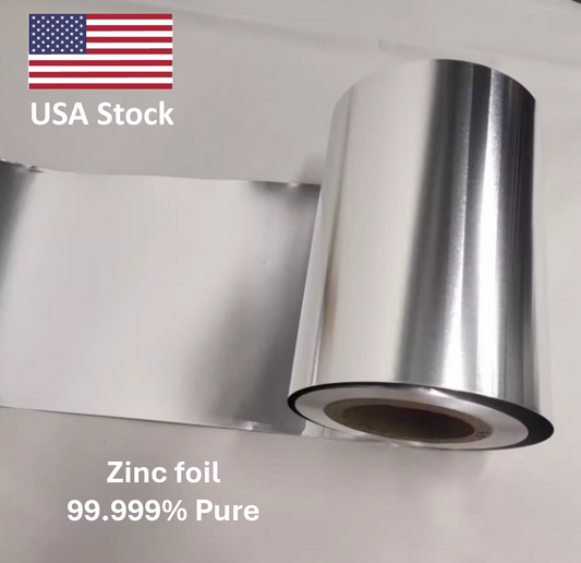 High Purity Zinc Foil Zn Research Grade 99.999% Pure 1000mm in Length