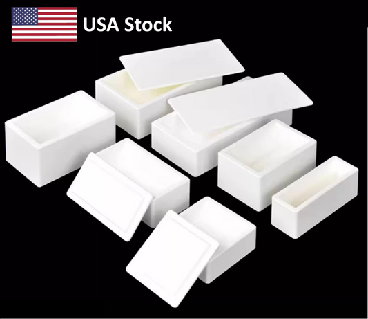 Magneium Oxide MgO Boat Rectangular Crucible 99% Pure with Lid