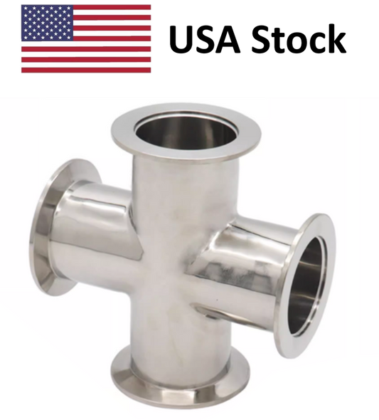 KF Flange 4-Way Cross Vacuum Fitting KF16 to KF50 SS304