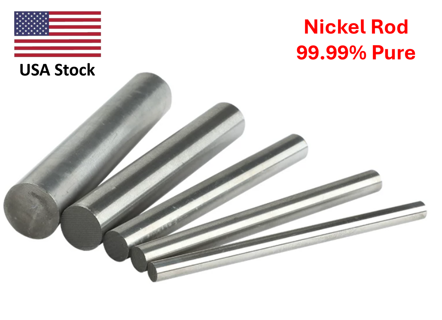 High Purity Nickel Ni Metal Rod 99.99% pure 1pc 100mm long Dia. 3 to 25mm
