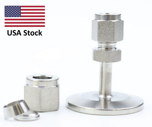 KF Flange to double ferrule compression Swagelok type fittings