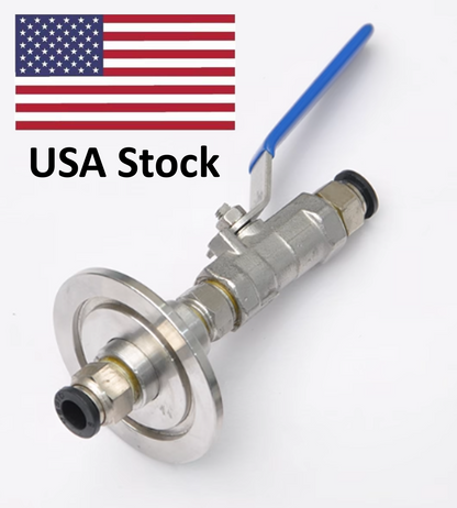 Glovebox Gas Connection Feedthrough Push Connect KF40 with Valve
