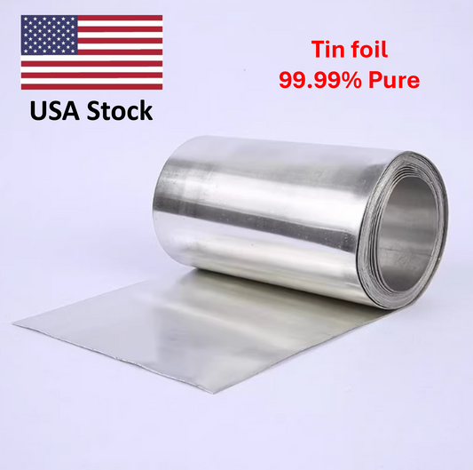 High Purity Tin Foil Sn Research Grade 99.99% Pure 3.3ft in Length