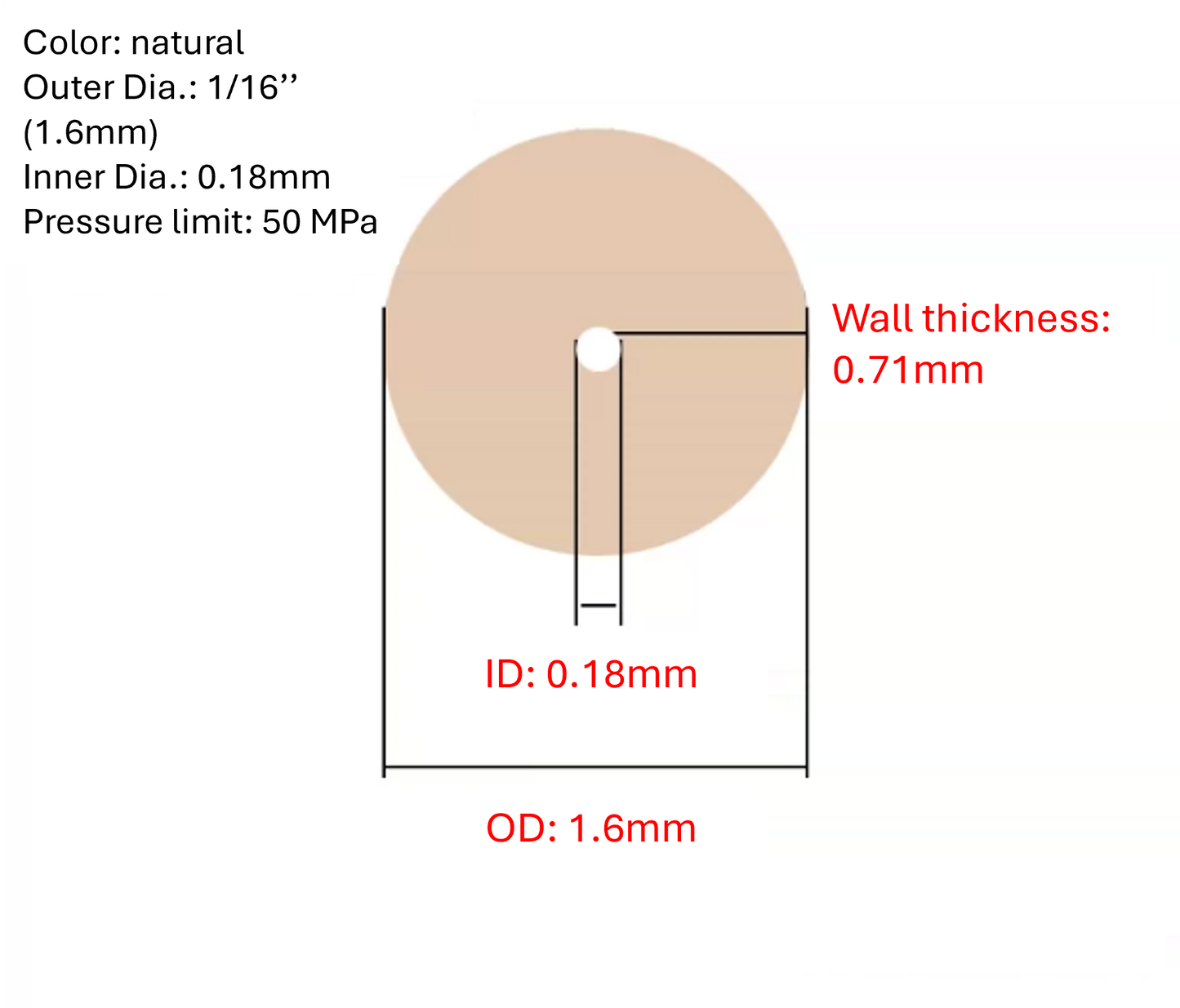 PEEK tubing Chromatography HPLC 1/16'' OD Length 1 meter