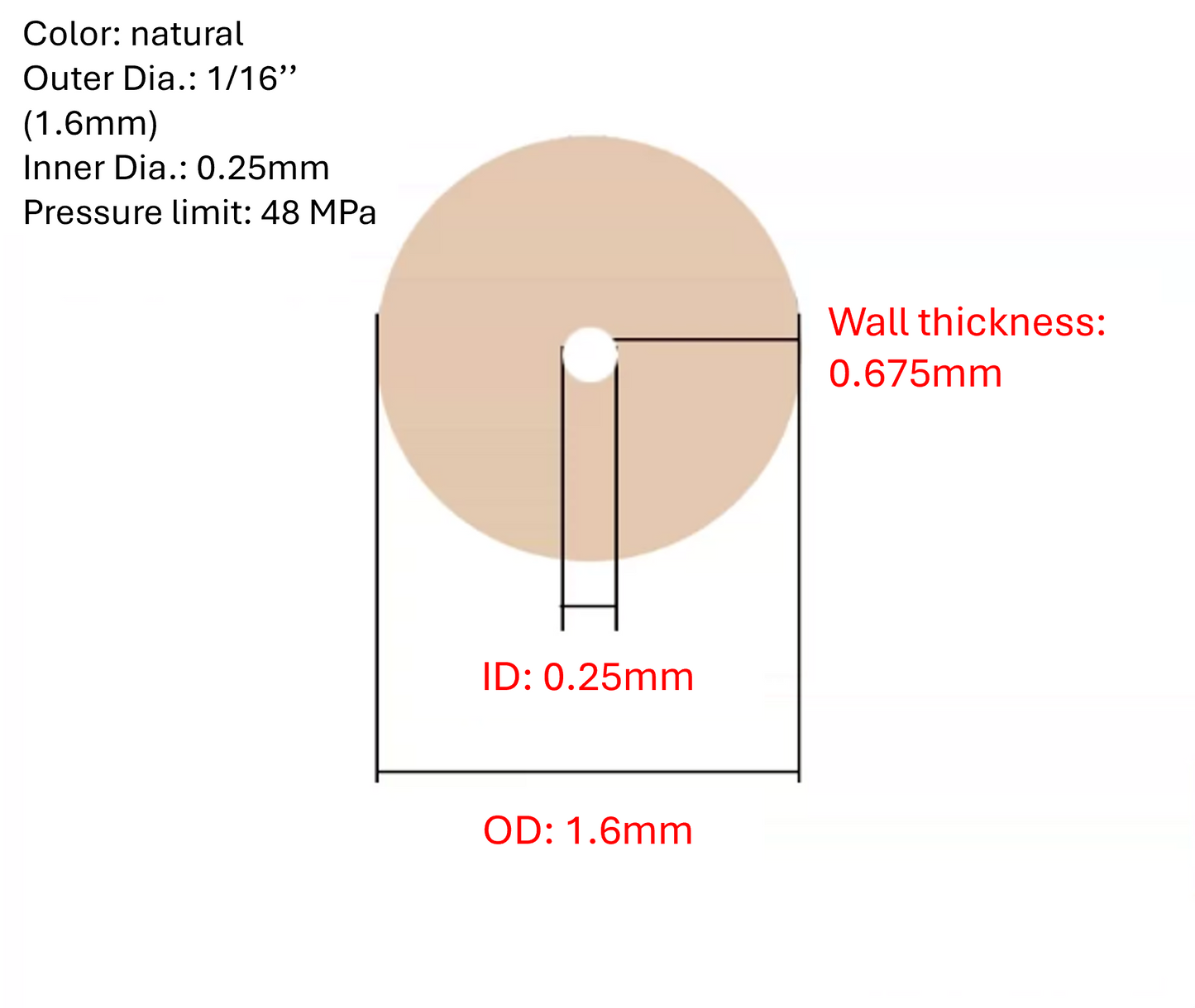 PEEK tubing Chromatography HPLC 1/16'' OD Length 1 meter