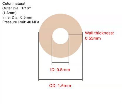 PEEK tubing Chromatography HPLC 1/16'' OD Length 1 meter