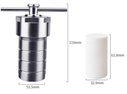 Hydrothermal Synthesis Autoclave Reactor PTFE Lined Chamber Vessel 50ml to 500ml
