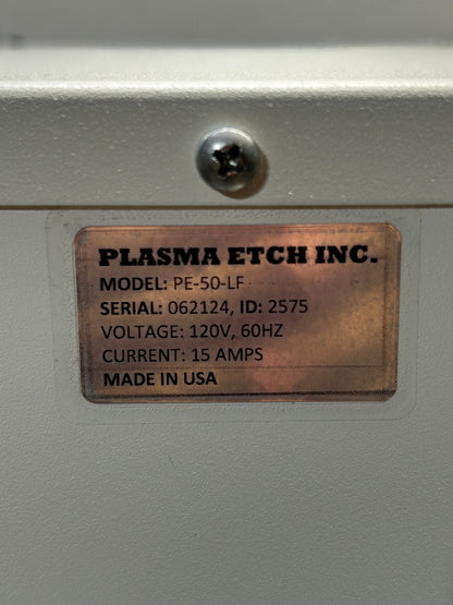 Plasma Etch PE-50-LF Plasma Etcher with vacuum pump