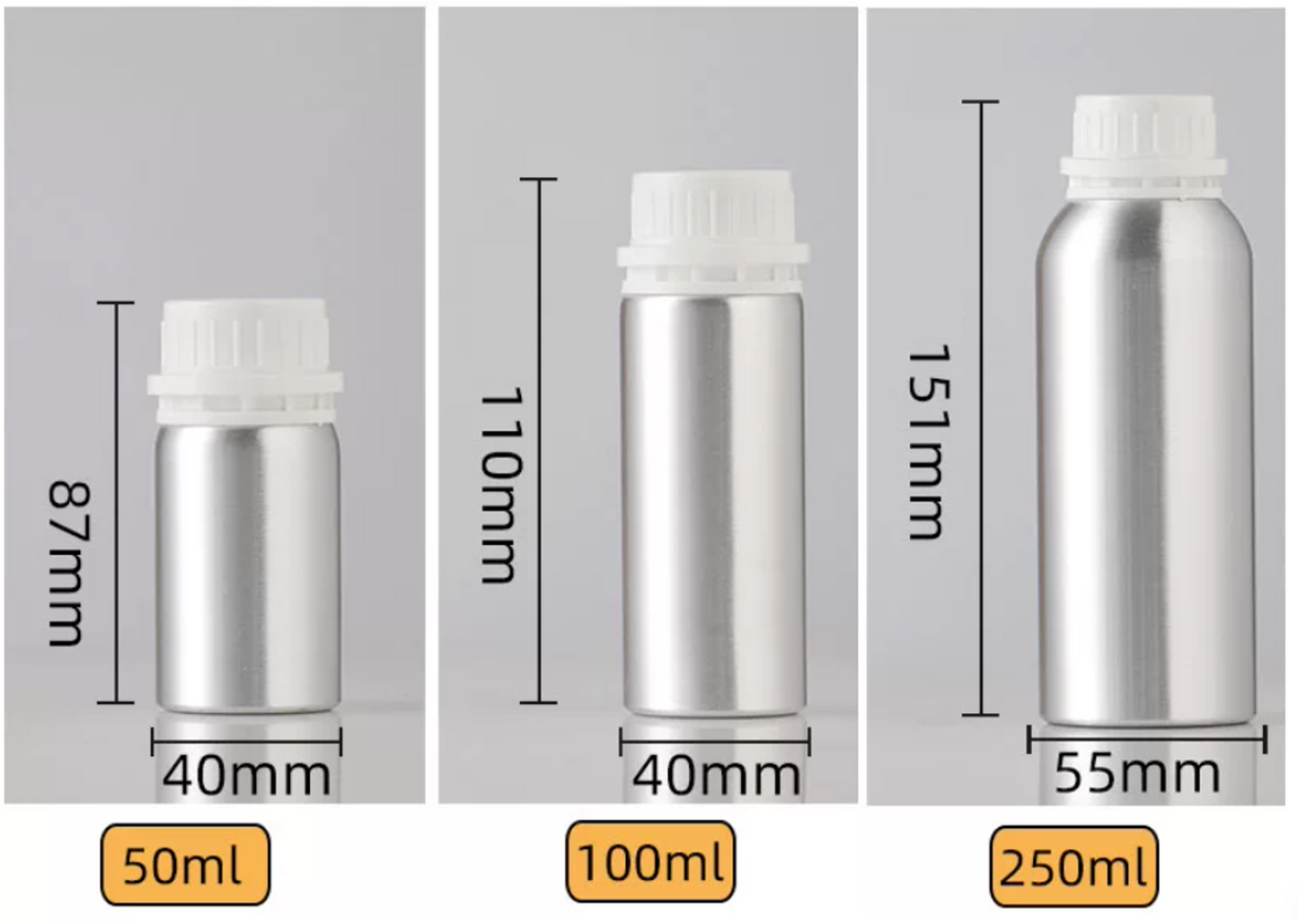 Pk of 2 Aluminum bottles for liquids anti-theft suitable for battery electrolytes