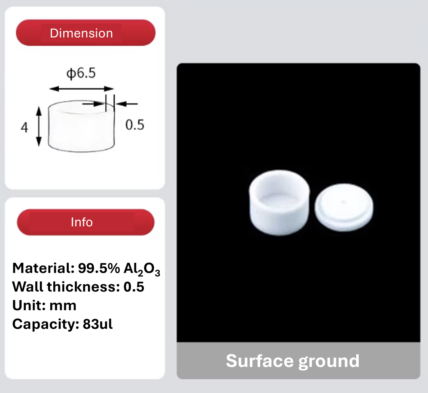 Pkg of 10 Alumina Crucibles for Thermal Analysis with lid
