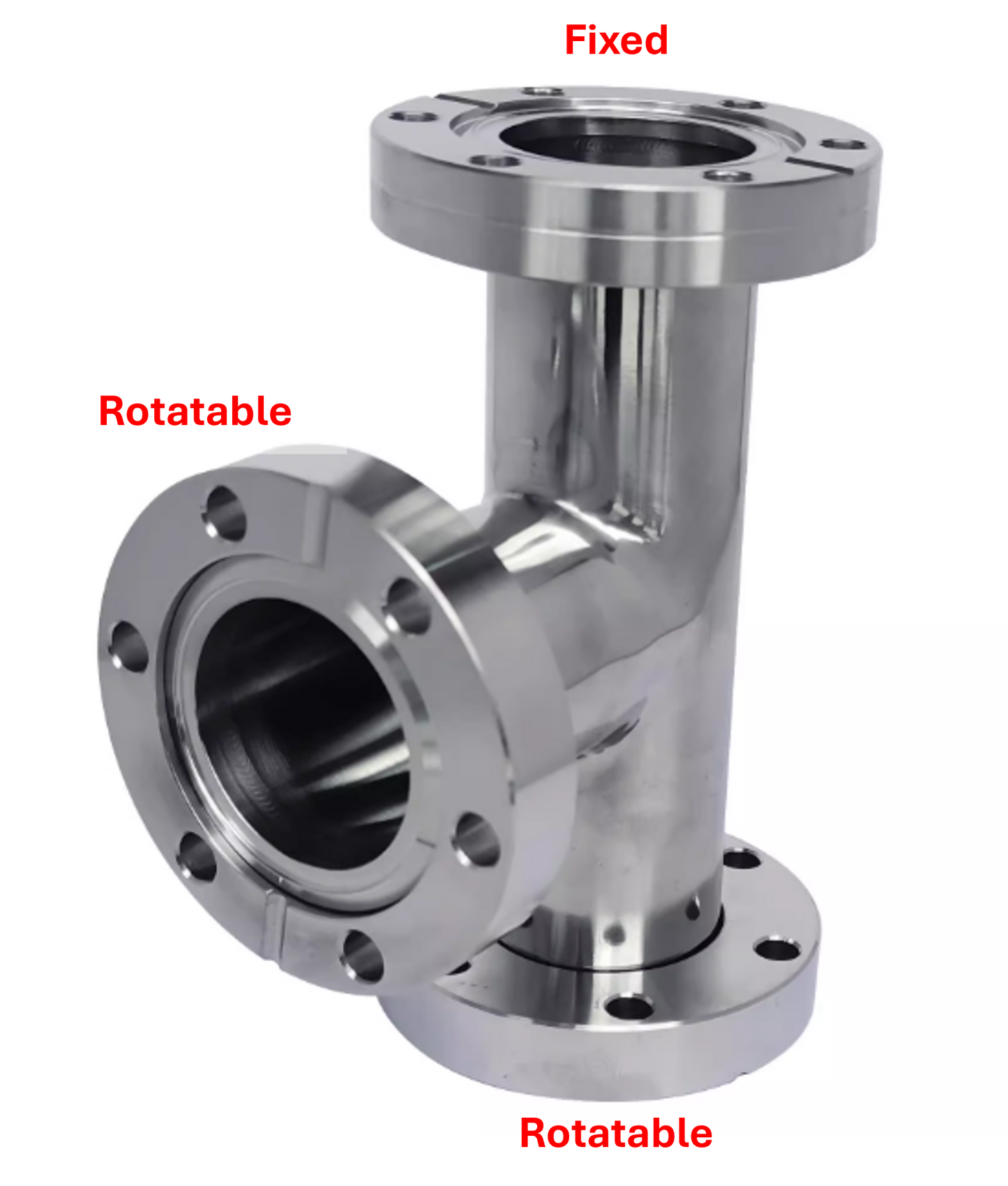 Conflat CF16/35 Tee Fitting 2 Rotatable 1 Fixed Flange High Vacuum SS304