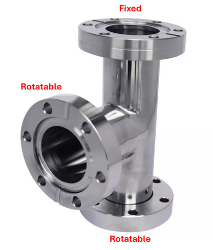 Conflat CF16/35 Tee Fitting 2 Rotatable 1 Fixed Flange High Vacuum SS304