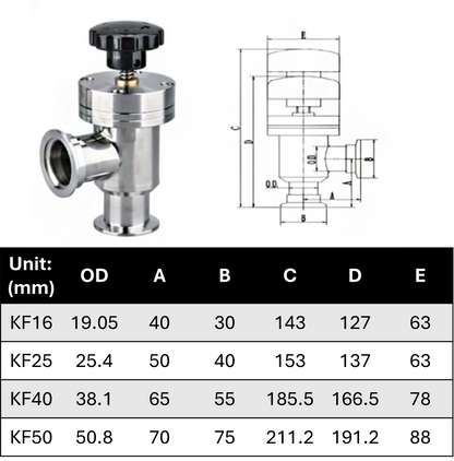 KF Right Angle Manual Vacuum Valve SS304