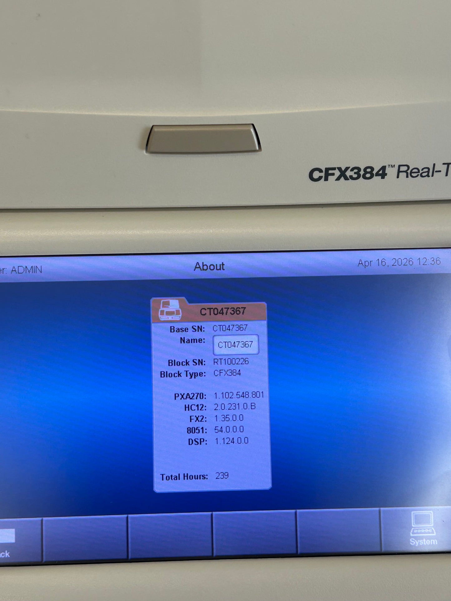 Bio Rad CFX384 Touch Real-Time PCR Detection System DOM2020 Unit 1