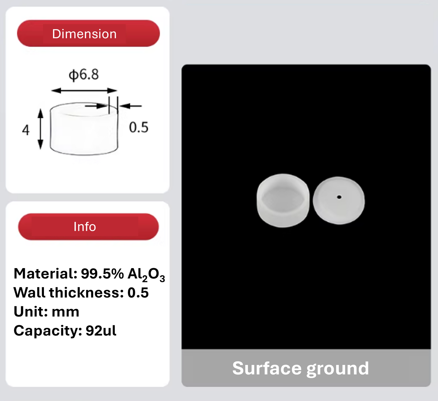 Pkg of 10 Alumina Crucibles for Thermal Analysis with lid