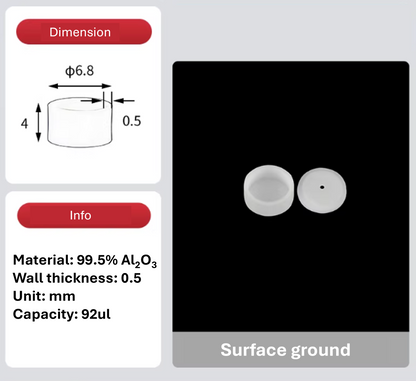 Pkg of 10 Alumina Crucibles for Thermal Analysis with lid
