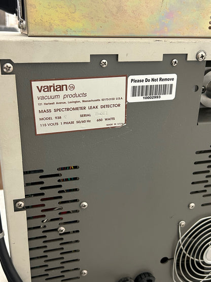 Varian 938-41 Helium Leak Detector with Turbo Pump Working See Video