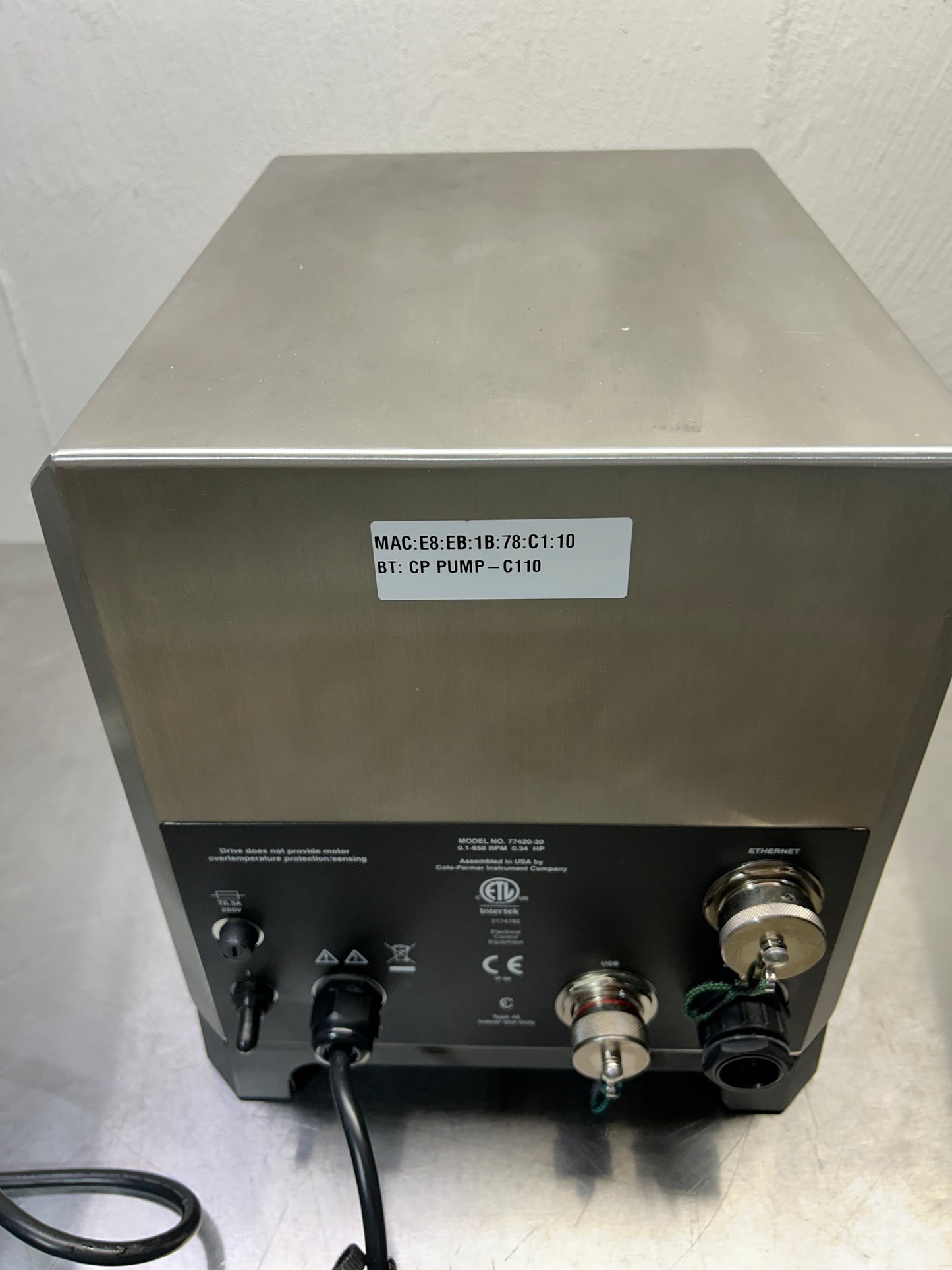 Cole-Parmer 77420-30 Masterflex I/P Peristaltic Pump 77602-30 Head