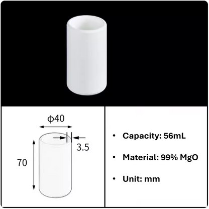 Magnesium Oxide Cylindrical Crucible 99% MgO