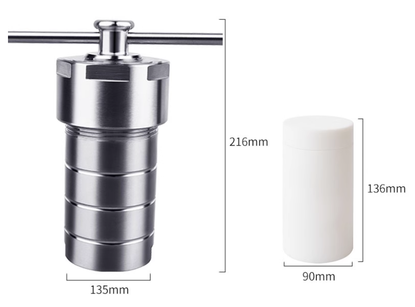 Hydrothermal Synthesis Autoclave Reactor PTFE Lined Chamber Vessel 50ml to 500ml