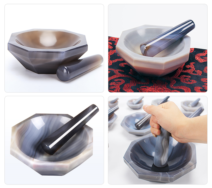 Agate Mortar and Pestle ID 60 mm to 130 mm ID