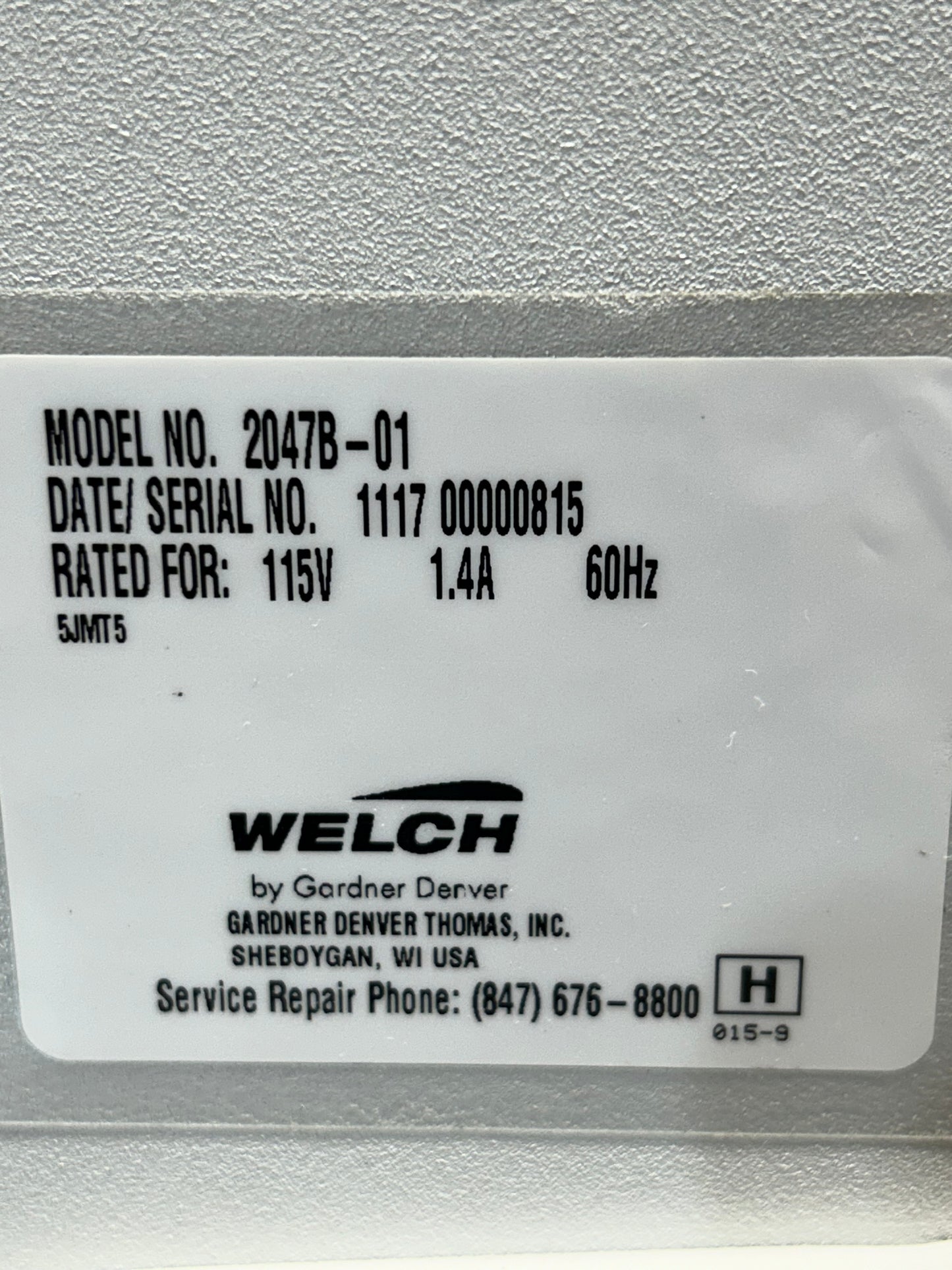 Welch 2047B-01 Dryfast Diaphragm Vacuum Pump Unit 1