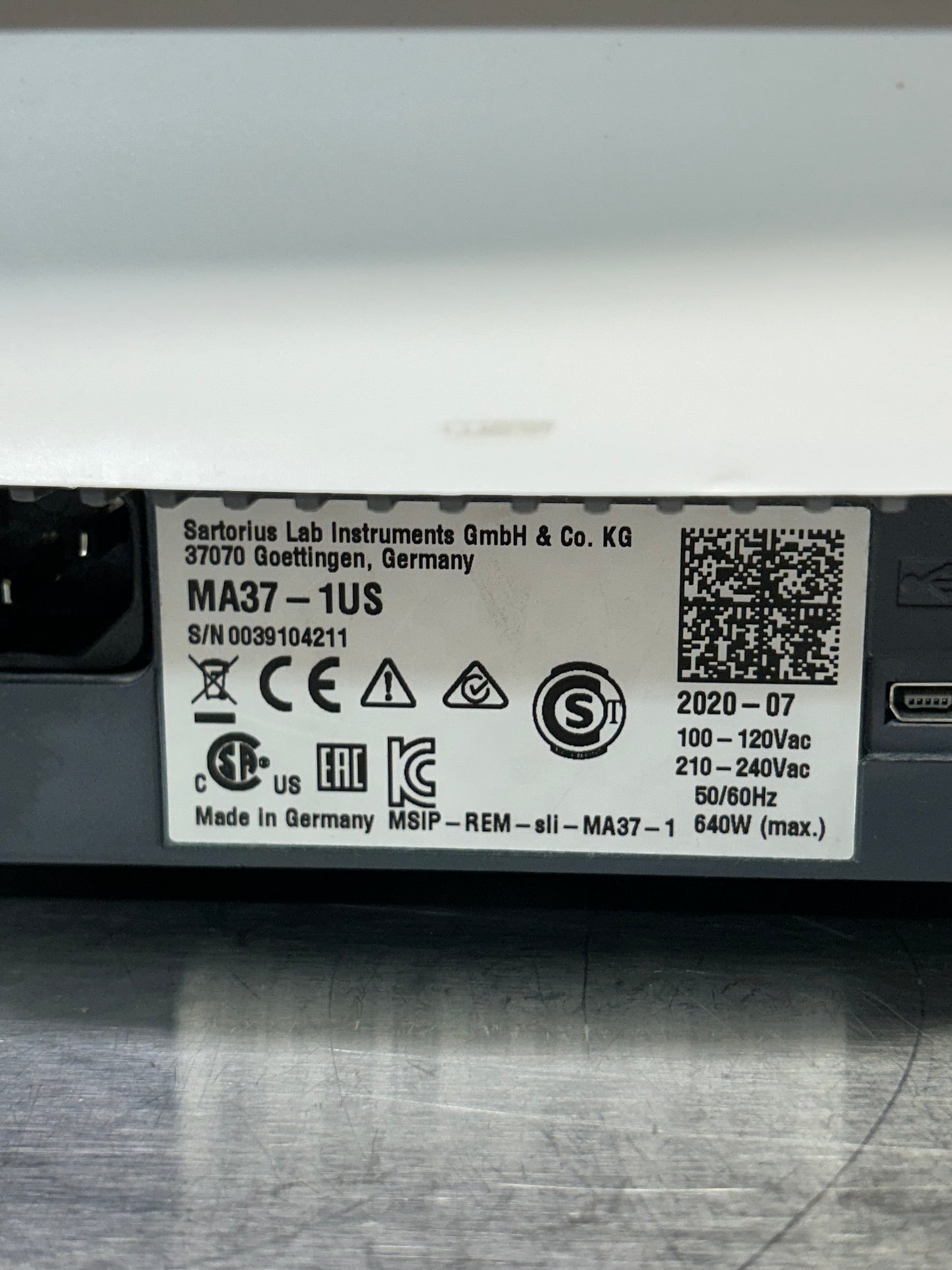 Sartorius MA37 Moisture Analyzer DOM 2020