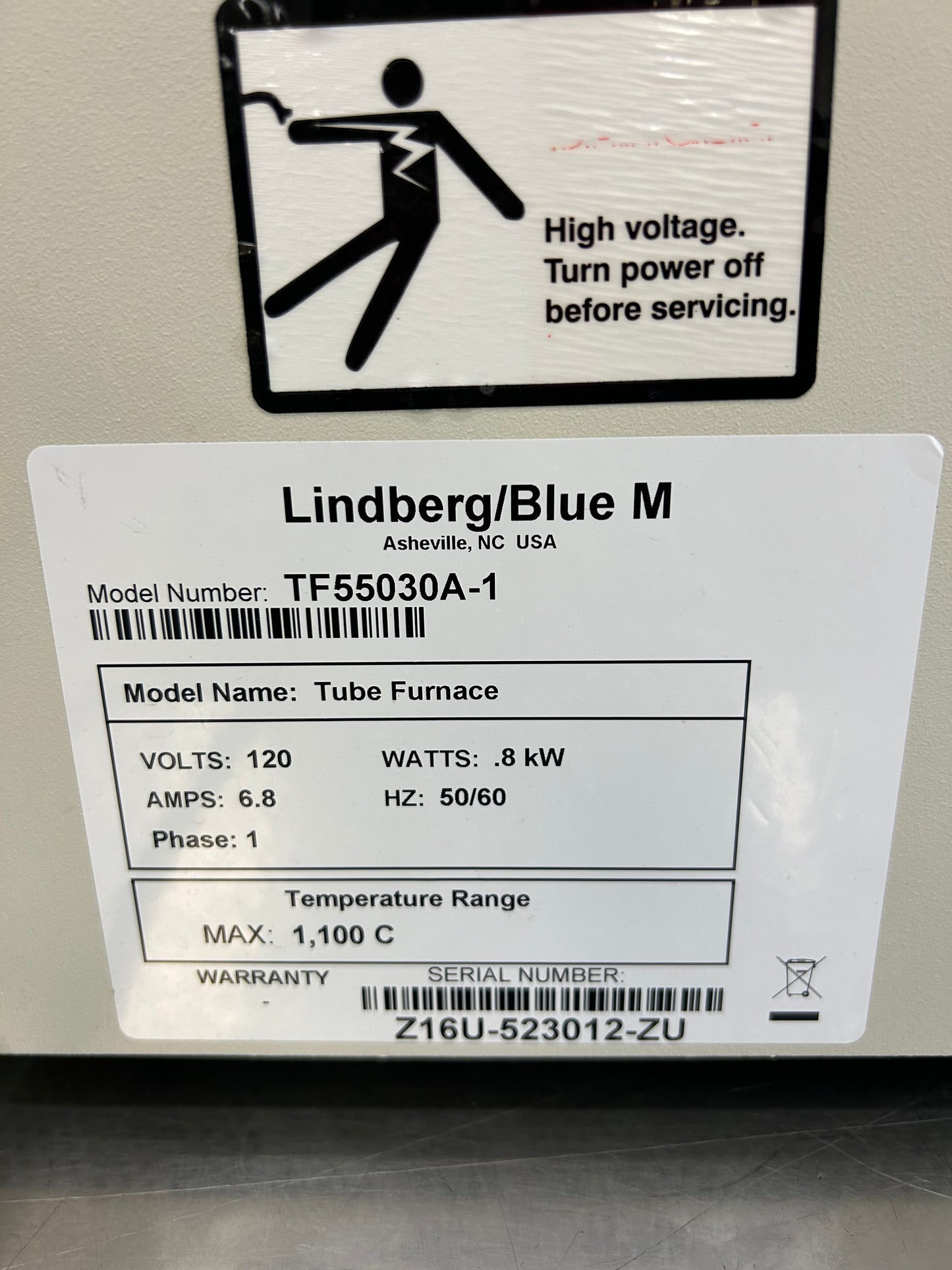 Thermo Lindberg/Blue M Tube Furnace TF55030A-1