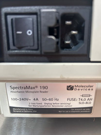 Molecular Devices SpectraMax 190 Microplate Reader w/ Softmax Pro See Validation Report