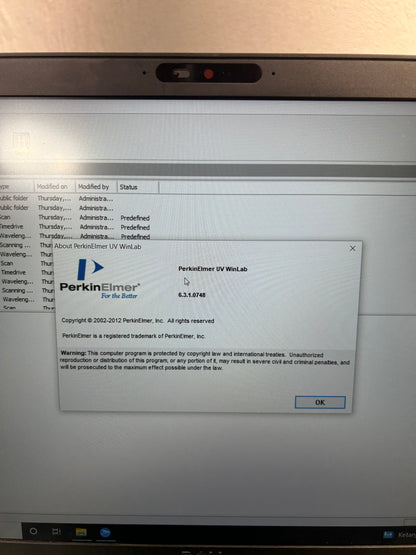 Perkin Elmer Lambda 25 UV/Vis Spectrophotometer with Laptop