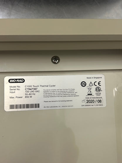 Bio Rad CFX384 Touch Real-Time PCR Detection System DOM2020 Unit 1