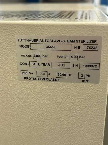 Tuttnauer Autoclave-Steam Sterilizer 3545E 220V