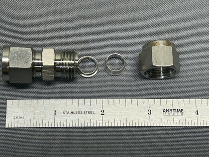 Pack of 2 Swagelok-type Stainless Steel 316 Union Tube Fittings