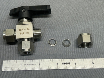 Swagelok-type Stainless Steel 316 Ball Valve 3 way