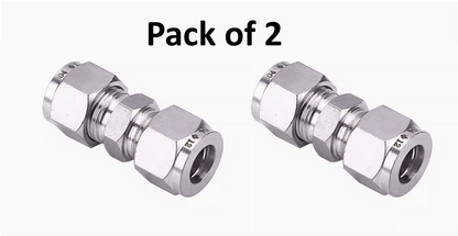 Pack of 2 Swagelok-type Stainless Steel 316 Union Tube Fittings