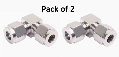 Pack of 2 Swagelok-type Stainless Steel 316 Elbow Tube Fittings