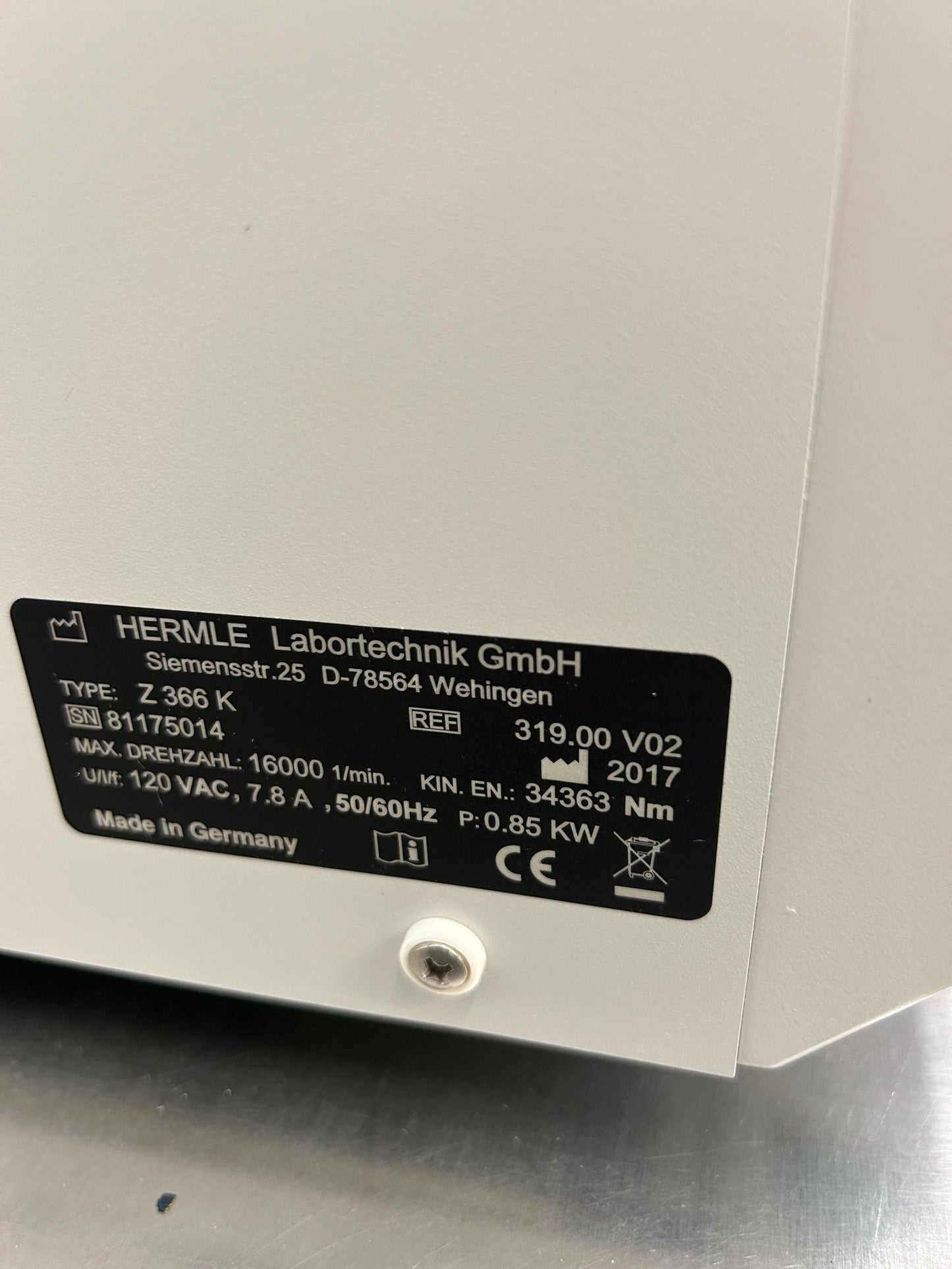 Hermle Benchmark Z366K Refrigerated Centrifuge w/ 2 rotors DOM2017